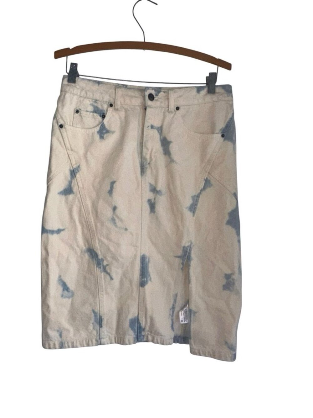 Future Collective Gabriella Karefa Johnson Midi Acid Wash Denim Pencil Skirt 6